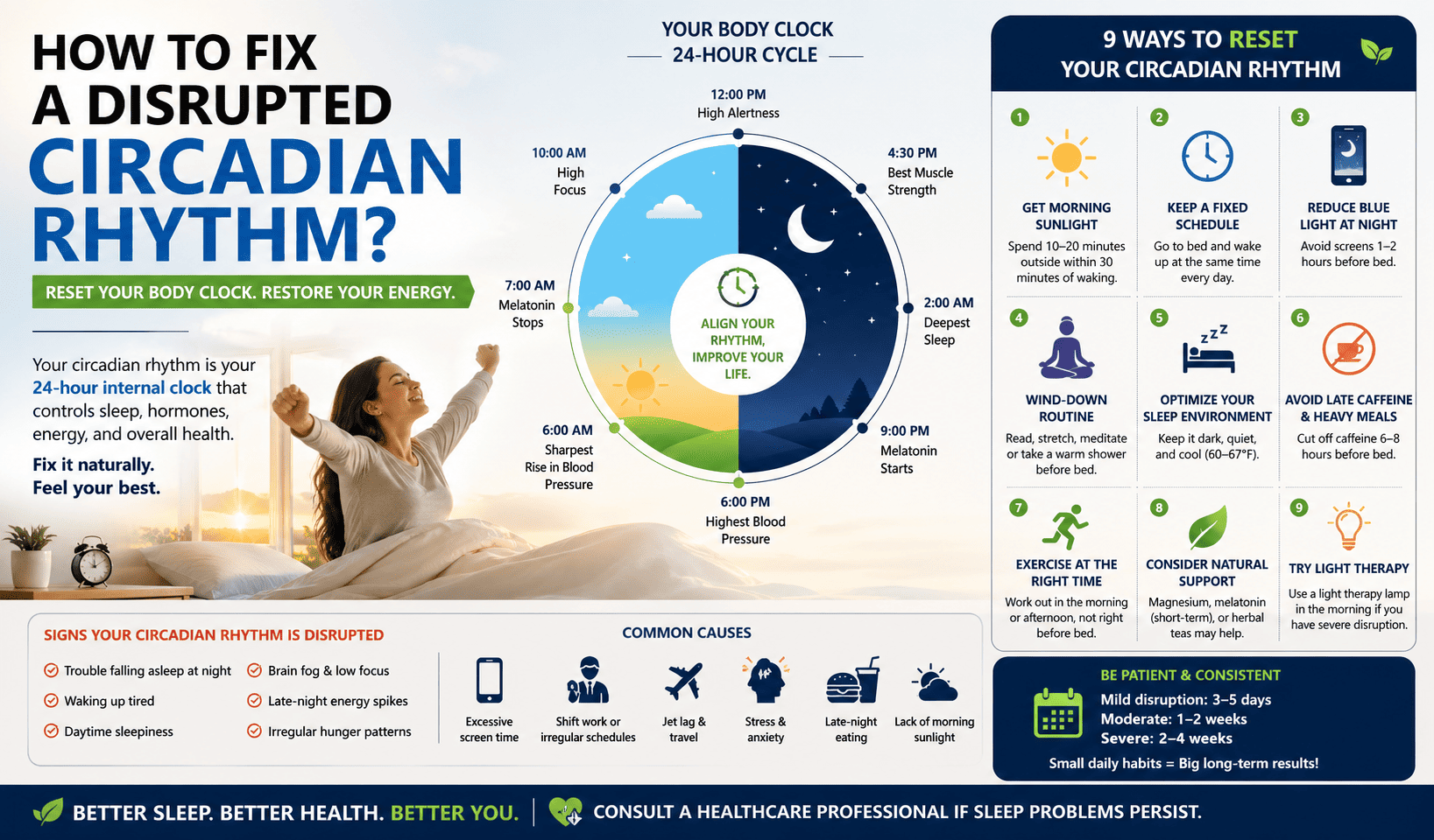 How to fix disrupted circadian rhythm?