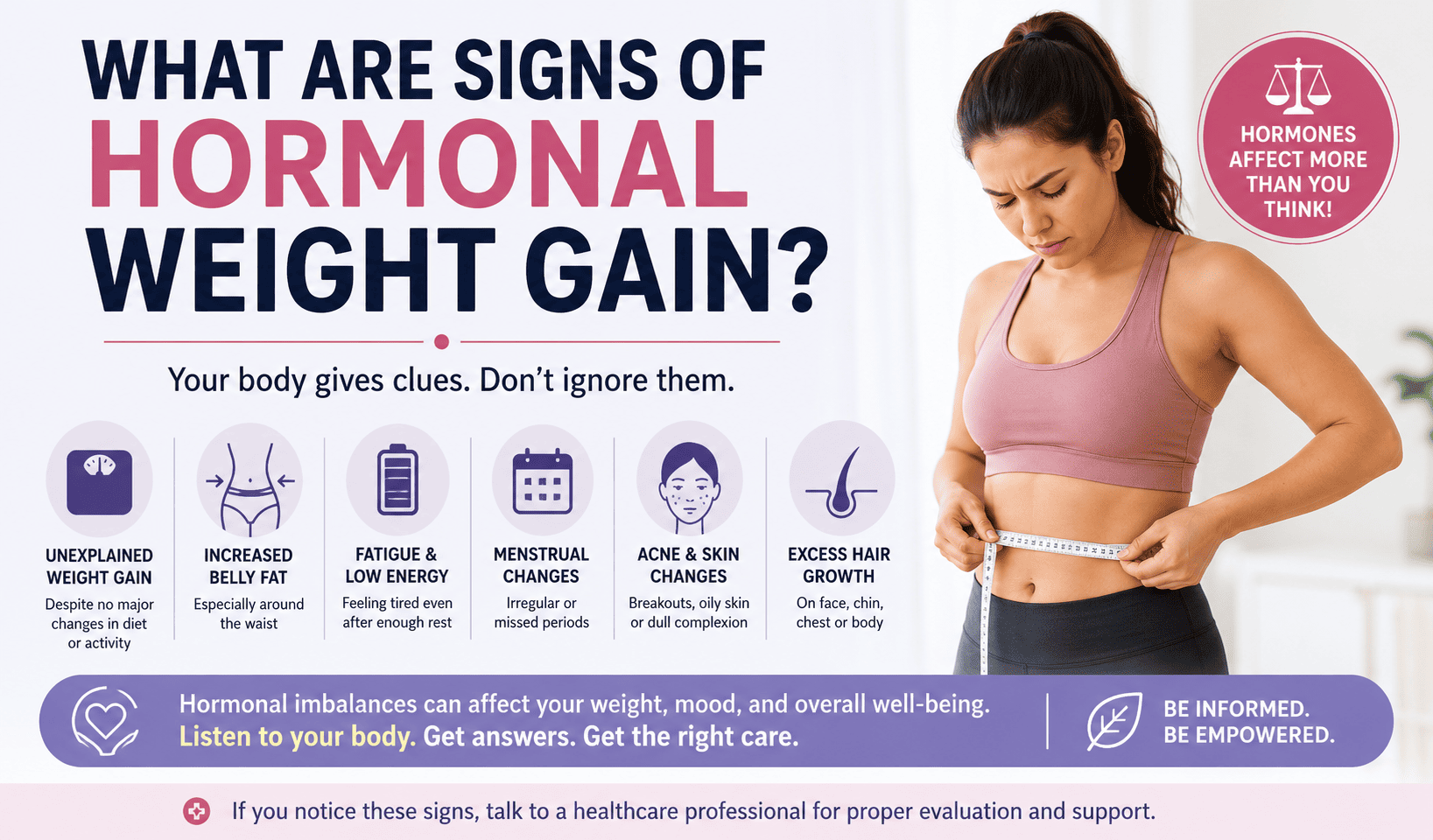 What are signs of hormonal weight gain?